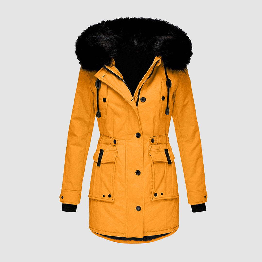 Women’s Waterproof Faux-Fur Hooded Winter Parka – Windproof Thermal Longline Layer for Everyday Cold-Weather Wear