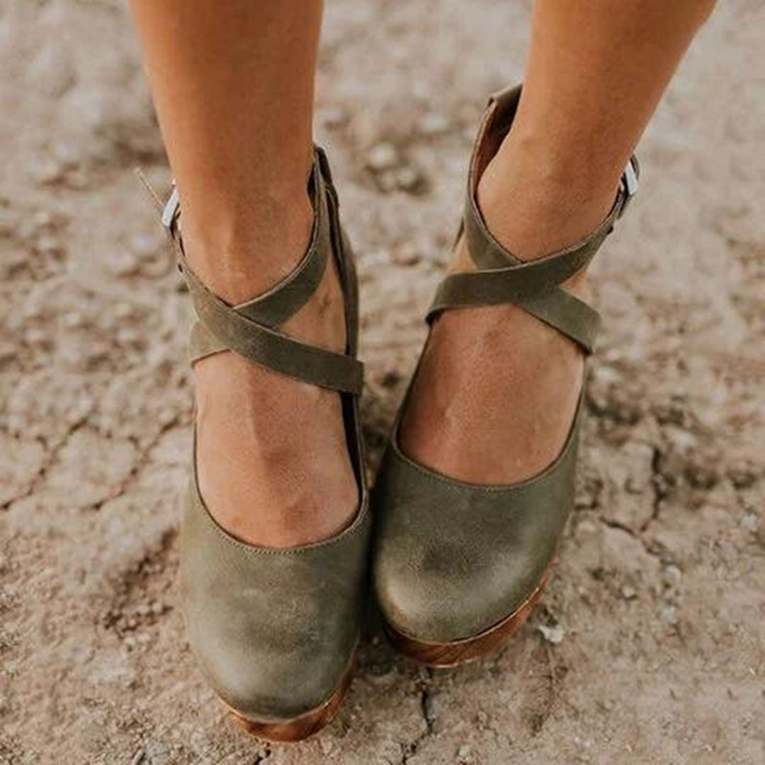 Scarpe Mary Jane da donna con tacco e plateau – Scarpe con punta chiusa e cinturini per la città