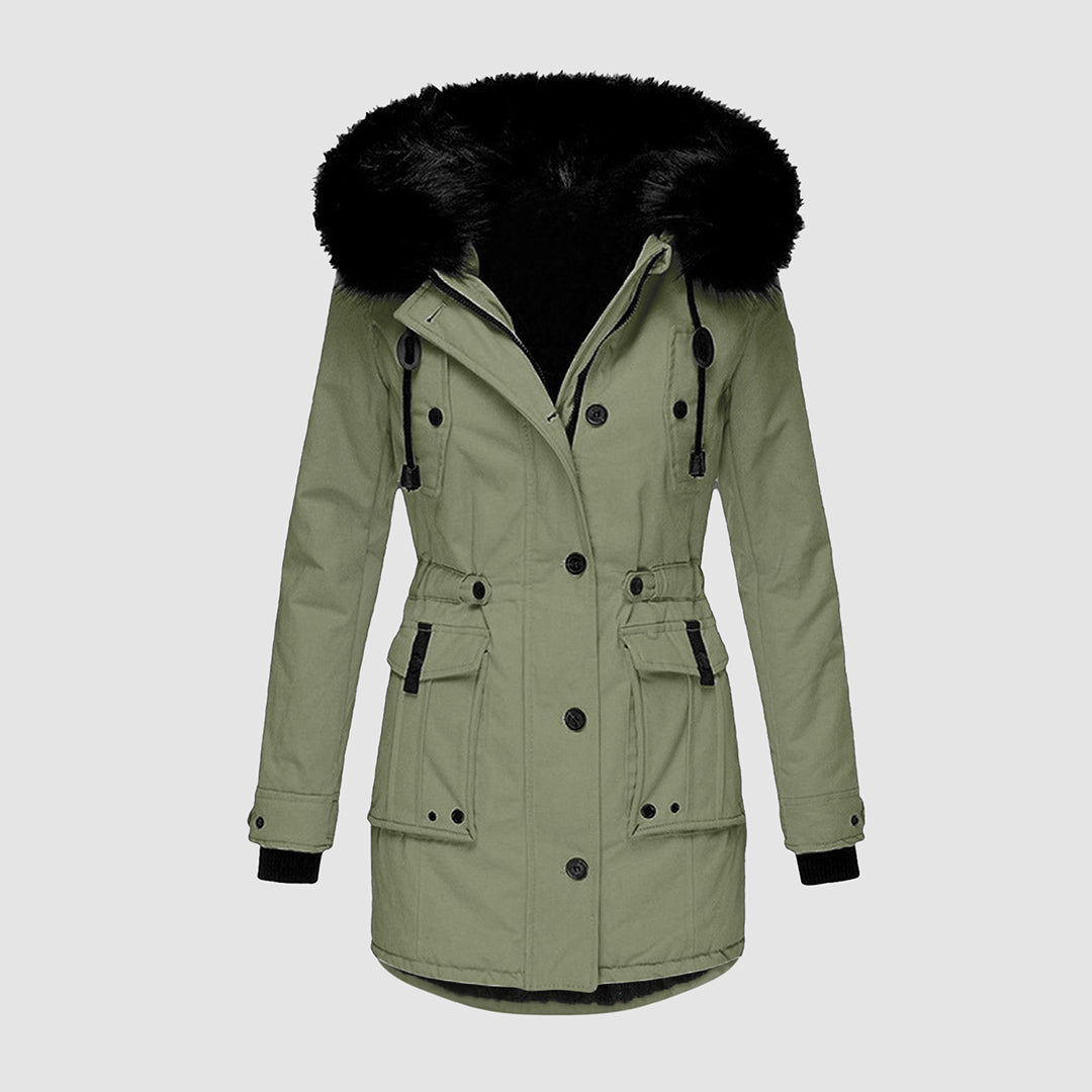 Women’s Waterproof Faux-Fur Hooded Winter Parka – Windproof Thermal Longline Layer for Everyday Cold-Weather Wear