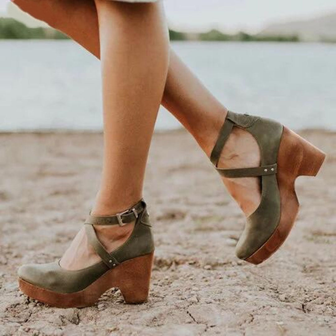 Scarpe Mary Jane da donna con tacco e plateau – Scarpe con punta chiusa e cinturini per la città