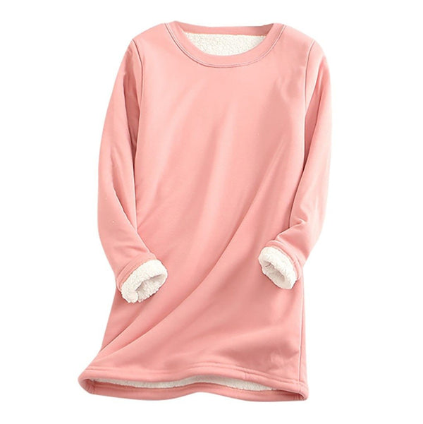 Lang sweatshirt til kvinder i fleece – Blød pullover med rund hals til hyggelig lag-på-lag-stil om efteråret