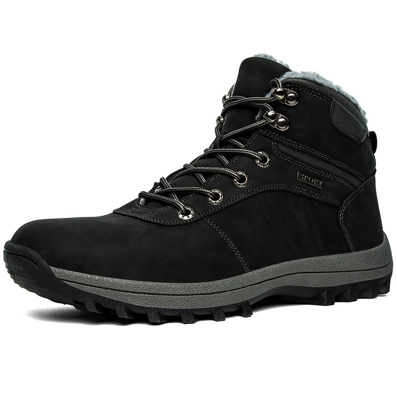 Men’s Waterproof Winter Hiking Boots – Plush-Lined Outdoor Boots with Grippy Sole
