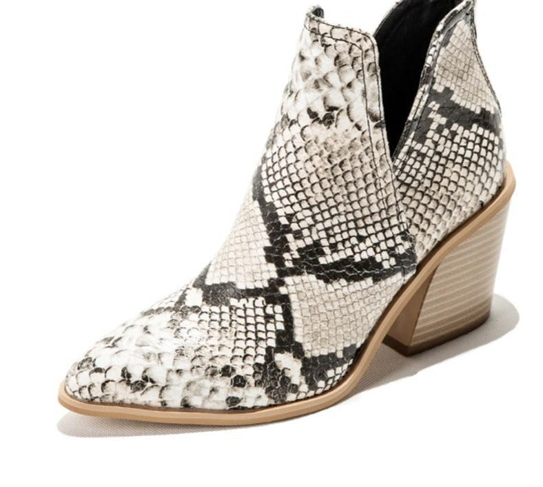 Botins de cowboy com salto para mulher – Estilo western estampado com salto grosso para o dia a dia casual e serões