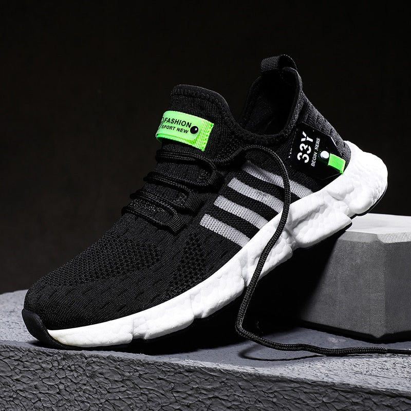 Herre åndbare mesh-træningssko – lette snøresneakers til gåture og daglig brug