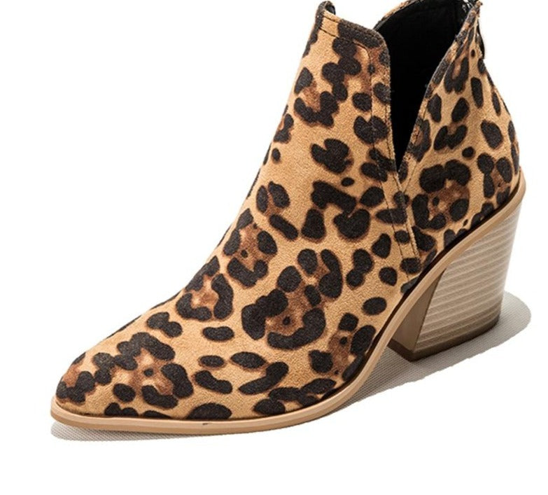 Botins de cowboy com salto para mulher – Estilo western estampado com salto grosso para o dia a dia casual e serões