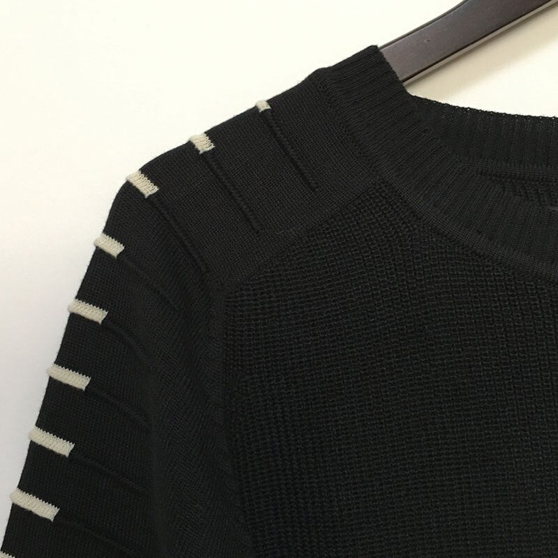 Herreslim strikket sweater med trykte raglanærmer