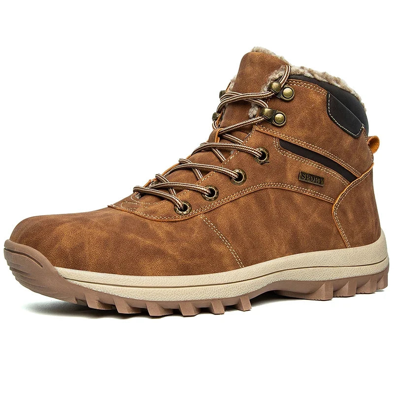 Men’s Waterproof Winter Hiking Boots – Plush-Lined Outdoor Boots with Grippy Sole
