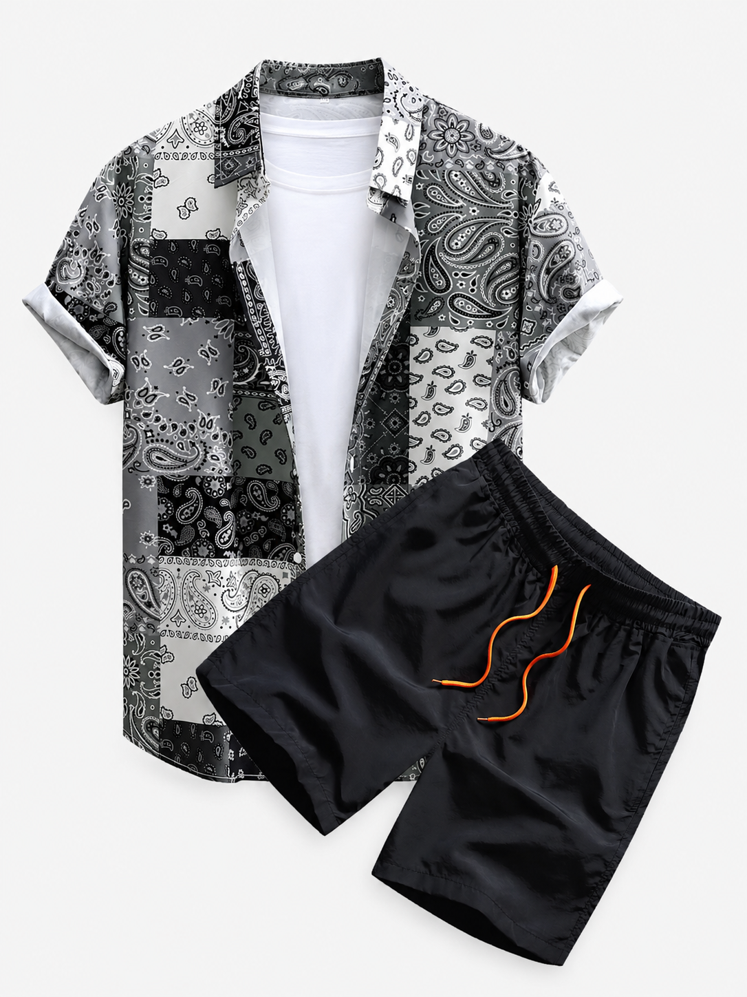 Men’s Printed Shirt and Swim Shorts Set – Regular Fit Summer Holiday Co-Ord