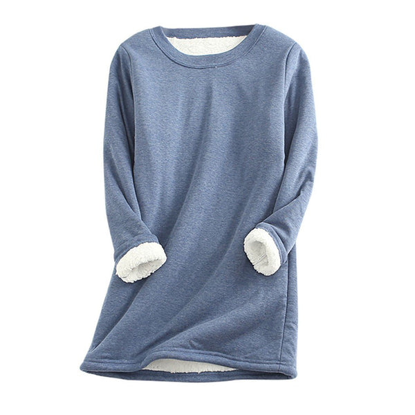 Lang sweatshirt til kvinder i fleece – Blød pullover med rund hals til hyggelig lag-på-lag-stil om efteråret