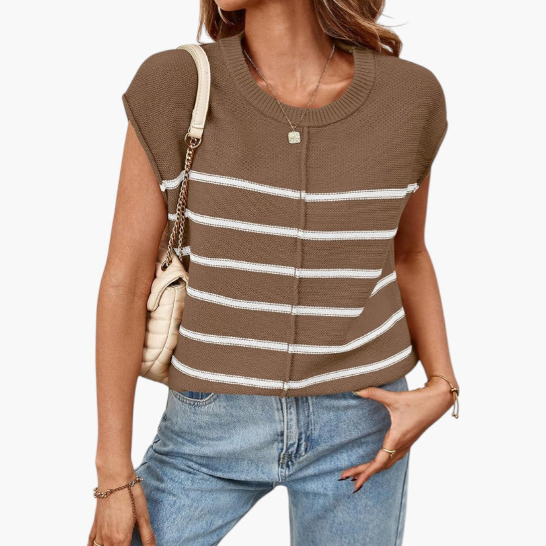 Lichtgewicht katoenen gebreide tanktop voor dames met ronde hals en geribde boorden - comfortabele mouwloze stijl voor de zomer en casual dagelijks gebruik