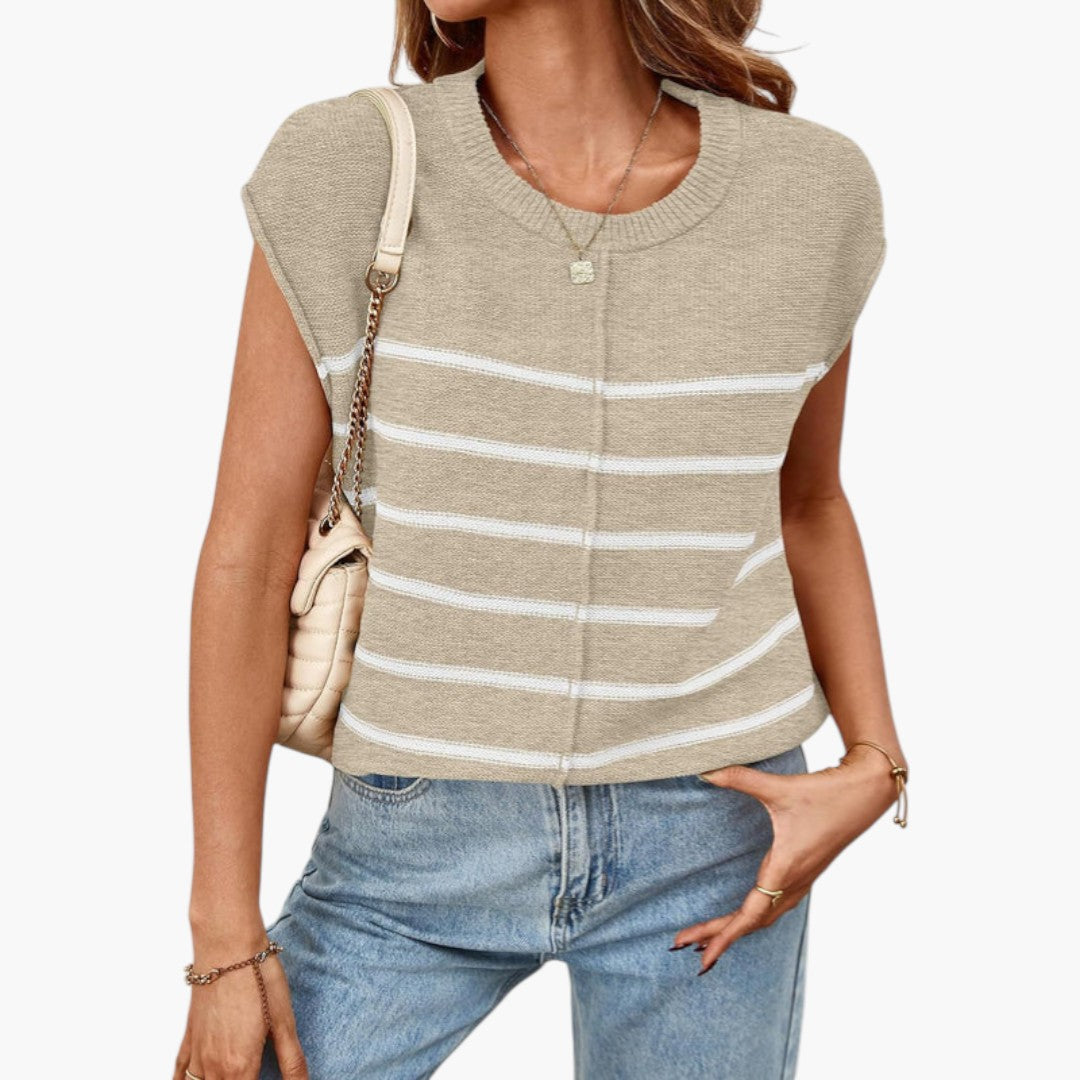 Lichtgewicht katoenen gebreide tanktop voor dames met ronde hals en geribde boorden - comfortabele mouwloze stijl voor de zomer en casual dagelijks gebruik
