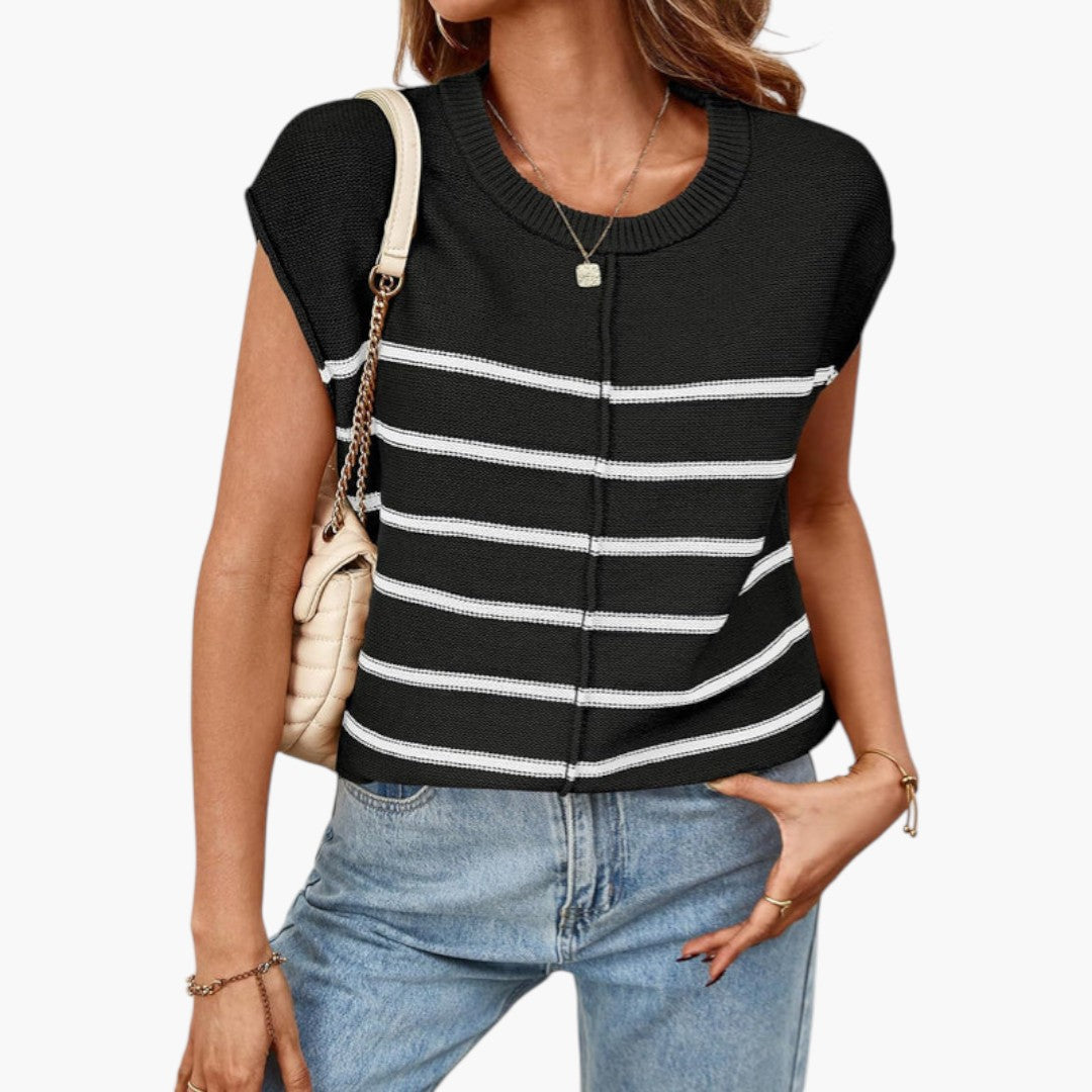 Lichtgewicht katoenen gebreide tanktop voor dames met ronde hals en geribde boorden - comfortabele mouwloze stijl voor de zomer en casual dagelijks gebruik