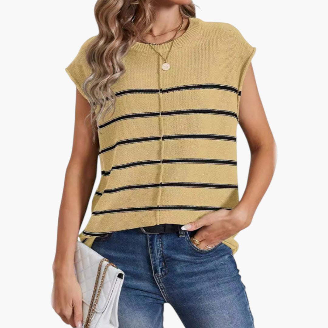 Lichtgewicht katoenen gebreide tanktop voor dames met ronde hals en geribde boorden - comfortabele mouwloze stijl voor de zomer en casual dagelijks gebruik