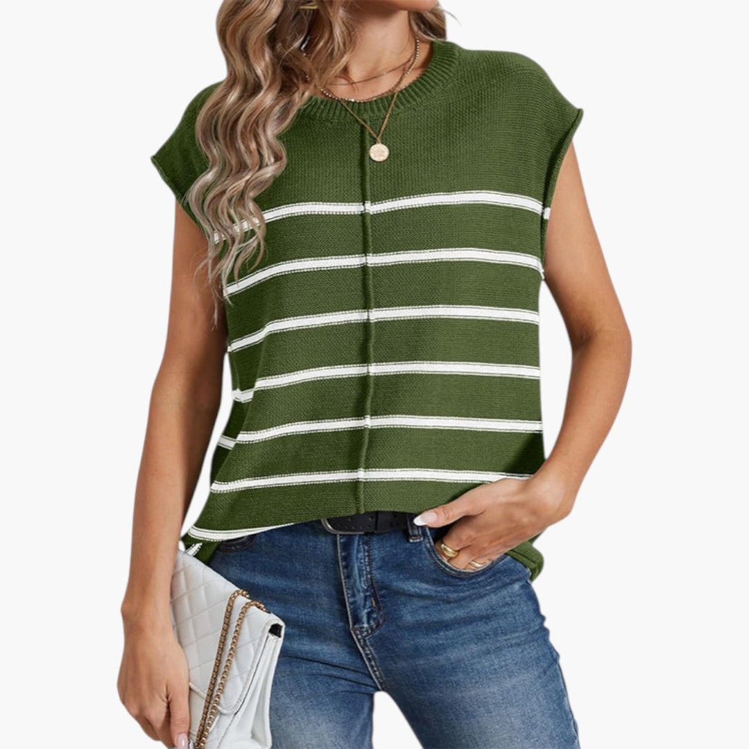 Lichtgewicht katoenen gebreide tanktop voor dames met ronde hals en geribde boorden - comfortabele mouwloze stijl voor de zomer en casual dagelijks gebruik