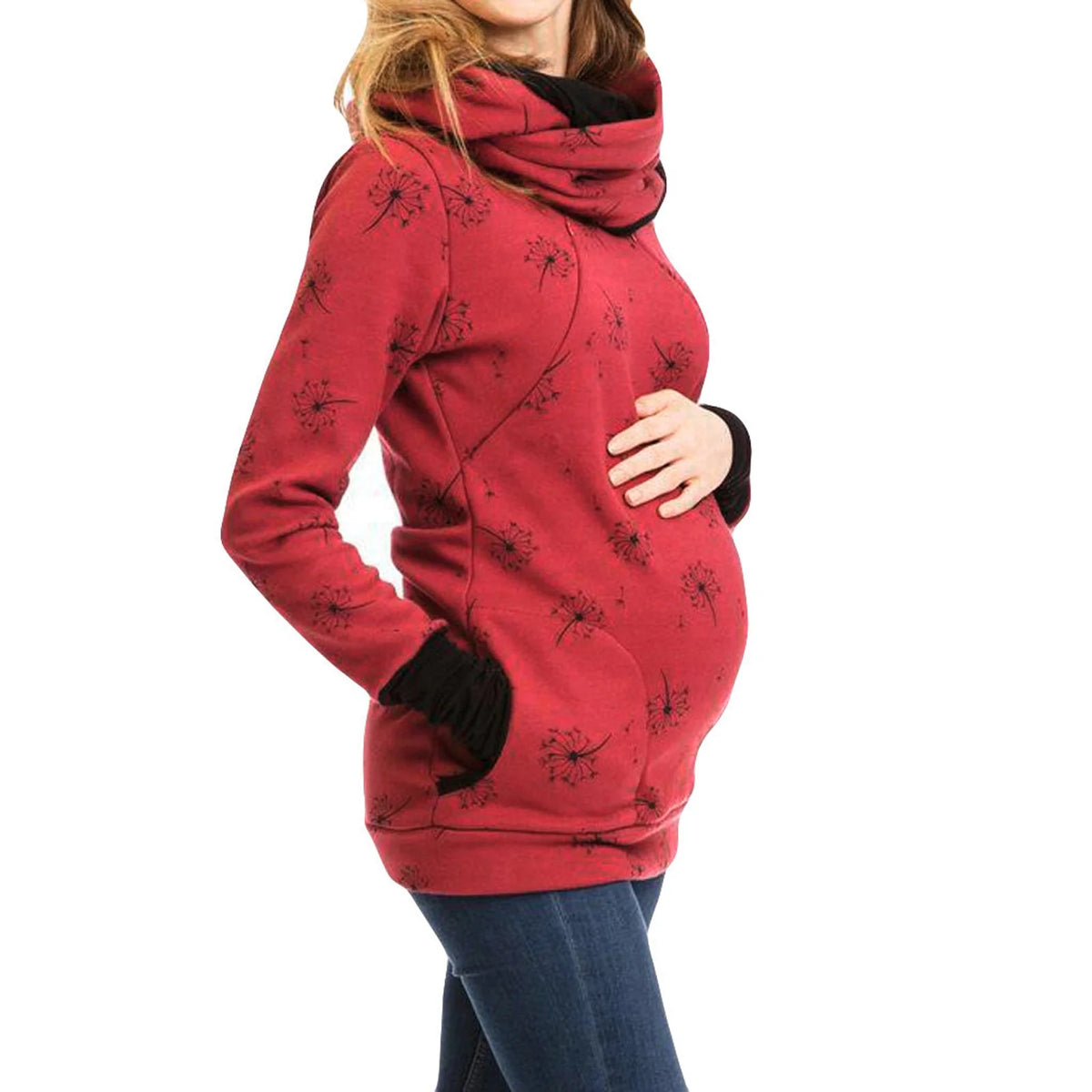 Felpa premaman da donna per allattamento – Pullover a maniche lunghe con apertura nascosta per l’allattamento