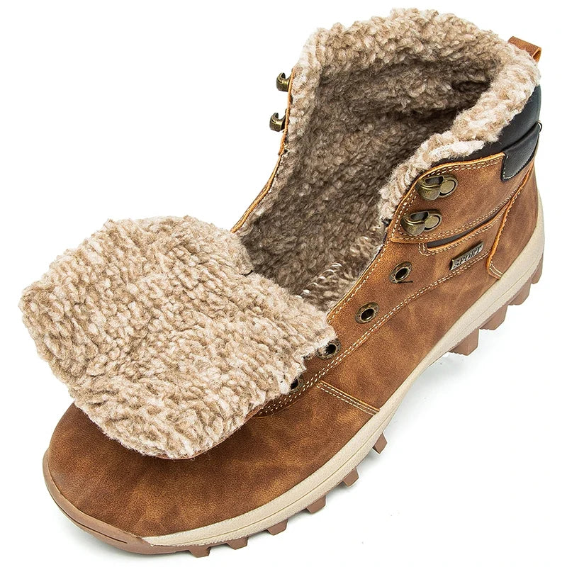 Men’s Waterproof Winter Hiking Boots – Plush-Lined Outdoor Boots with Grippy Sole