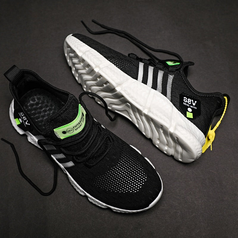 Men’s Lightweight Running Sneakers Breathable Mesh Lace Up Cushioned Sport Trainers