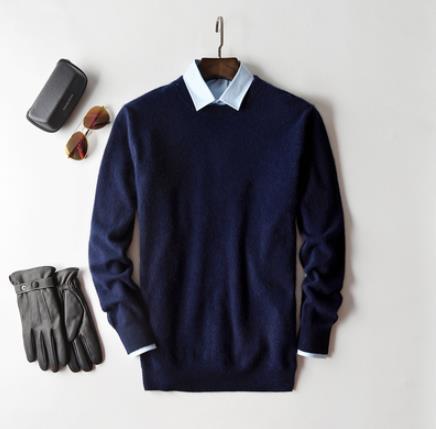 Męski pulower z kaszmiru – elegancki sweter z okrągłym dekoltem do pracy i na weekend