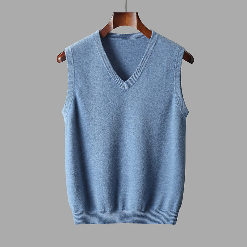 Chaleco de lana para hombre con cuello en V Suéter atemporal y cómodo para capas Prenda de punto para outfit casual elegante