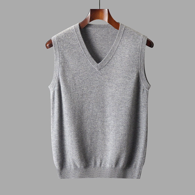Chaleco de lana para hombre con cuello en V Suéter atemporal y cómodo para capas Prenda de punto para outfit casual elegante