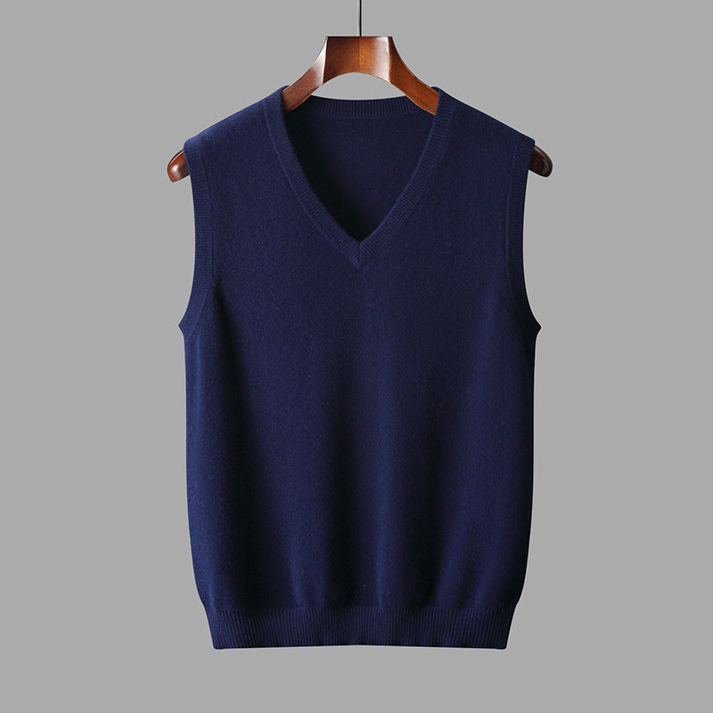 Chaleco de lana para hombre con cuello en V Suéter atemporal y cómodo para capas Prenda de punto para outfit casual elegante