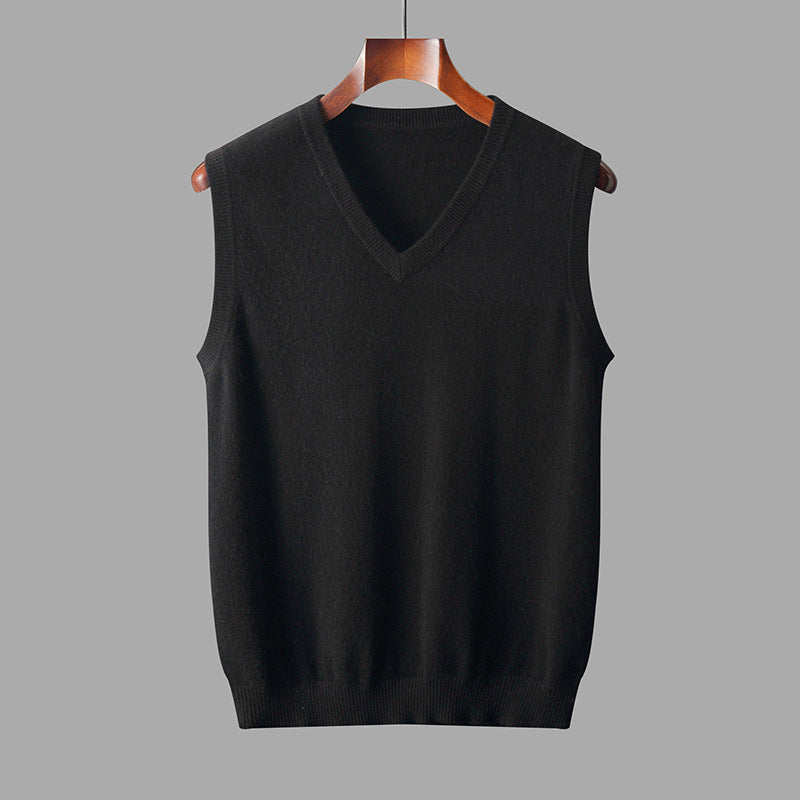 Chaleco de lana para hombre con cuello en V Suéter atemporal y cómodo para capas Prenda de punto para outfit casual elegante
