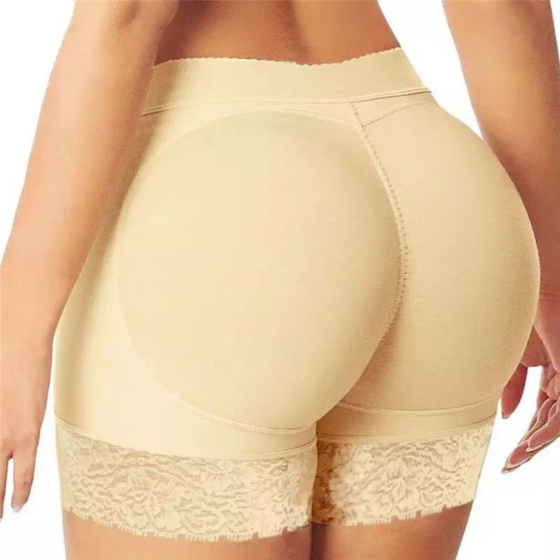 Shorts moldeadores acolchados para mujer con encaje, ropa interior sin costuras y efecto levantador