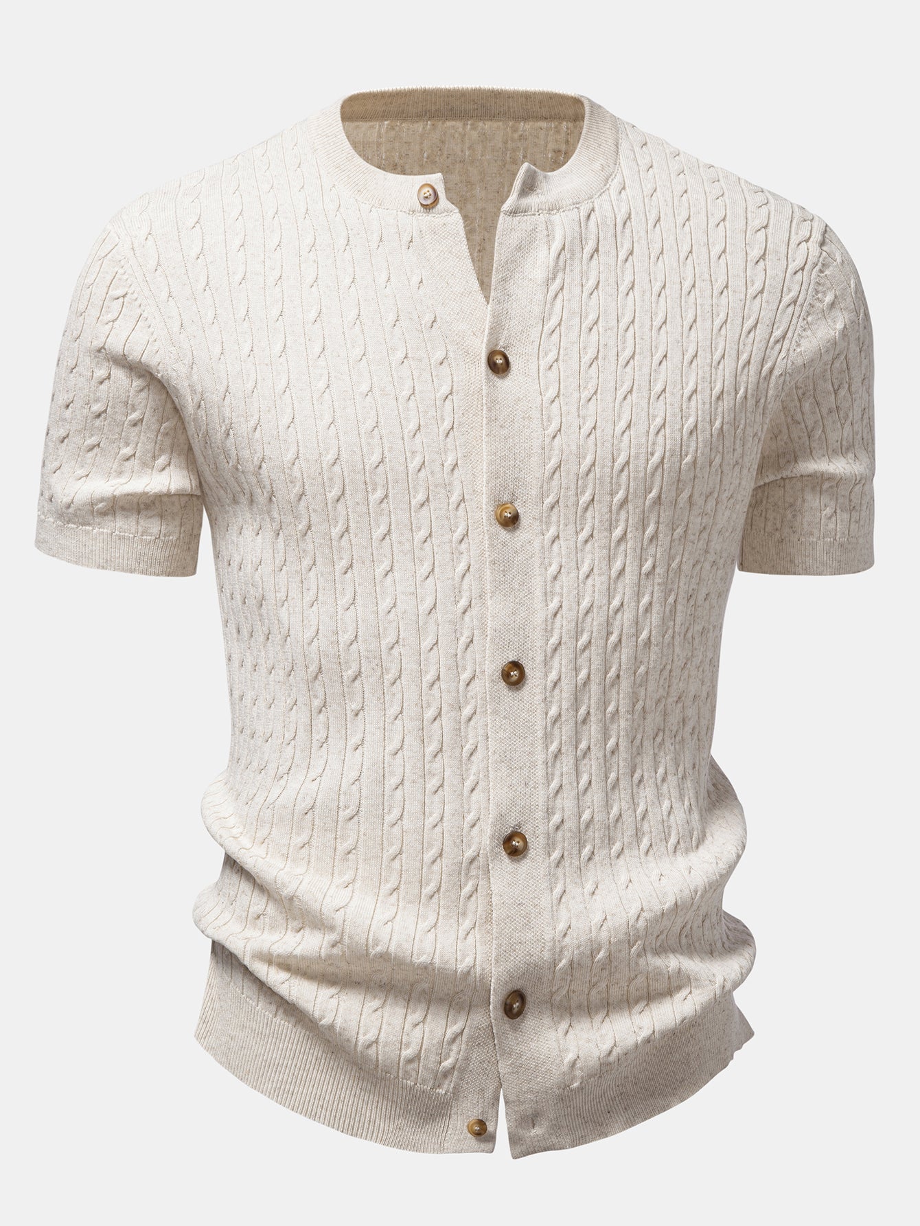Pánská košile s copánkovým úpletem a knoflíky s kalhotami se zúženými nohavicemi – propracovaný smart casual komplet