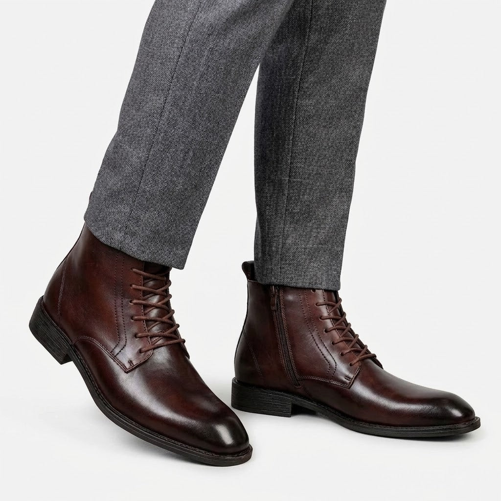 Men’s Heritage Leather Boots – Classic Lace-Up Ankle Style for Tailored and Everyday Wear