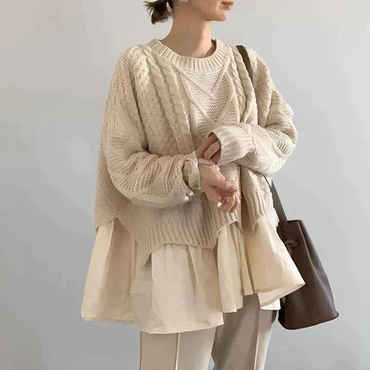 Women’s Round Neck Knit Sweater for Autumn Winter Comfortable and Elegant Fit
