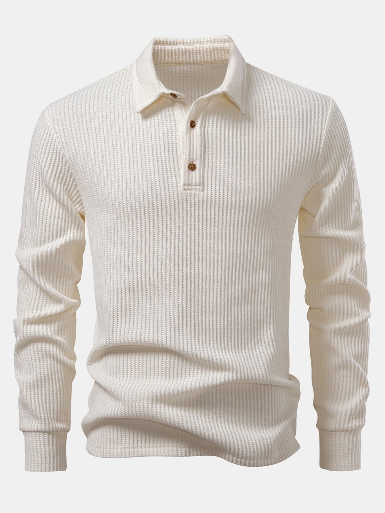 Polo da uomo in piqué a nido d’ape con maniche lunghe – Strato smart casual testurizzato
