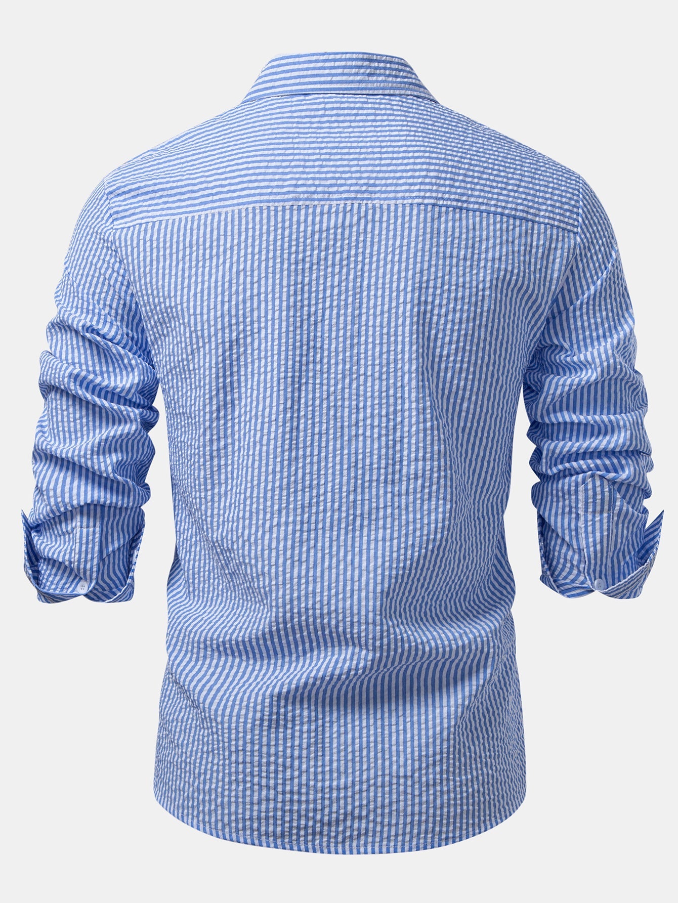 Chemise homme en seersucker à boutons – Coupe classique, style chic et décontracté pour les jours de travail et les week-ends