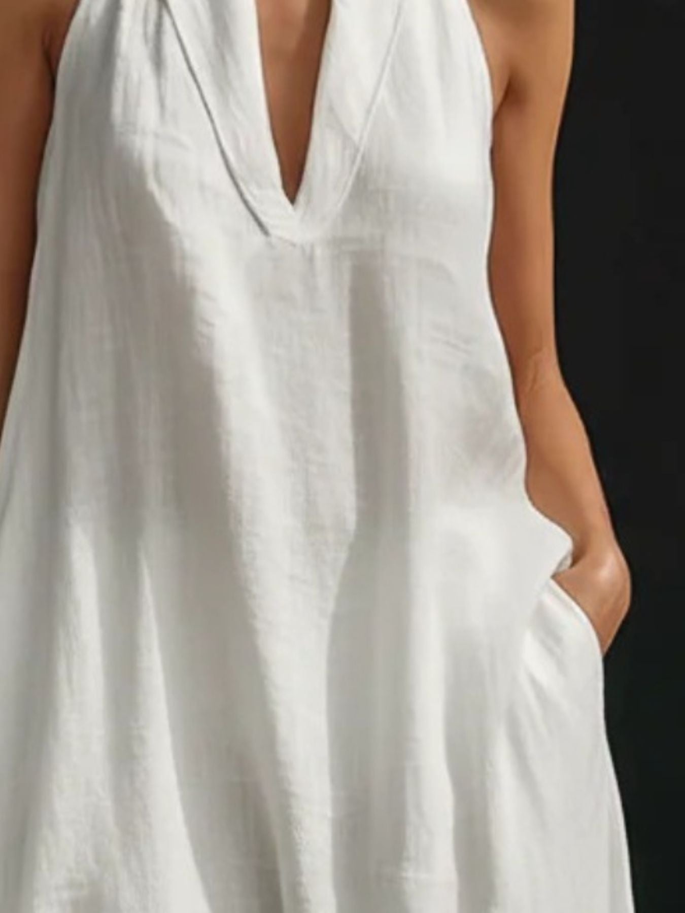 Abito lungo da donna con scollo all'americana e gonna a linea ad A fluente
