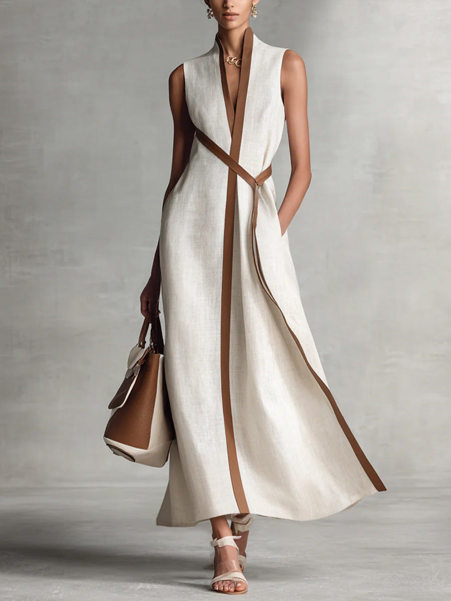 Women’s Sleeveless Wrap Maxi Dress Elegant Occasion Wear