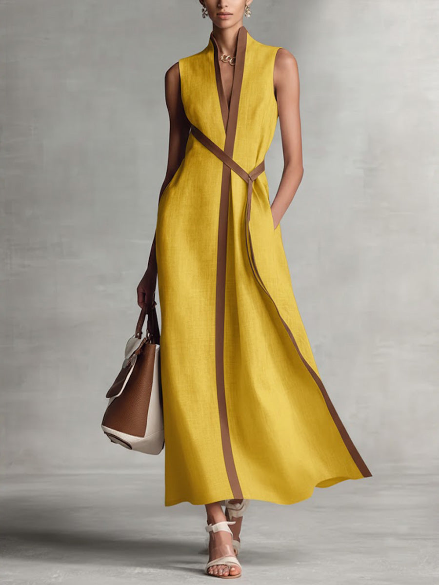 Women’s Sleeveless Wrap Maxi Dress Elegant Occasion Wear