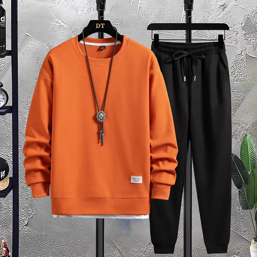 Men’s Crew Neck Tracksuit Set – Relaxed Sweatshirt and Joggers for Daily Wear