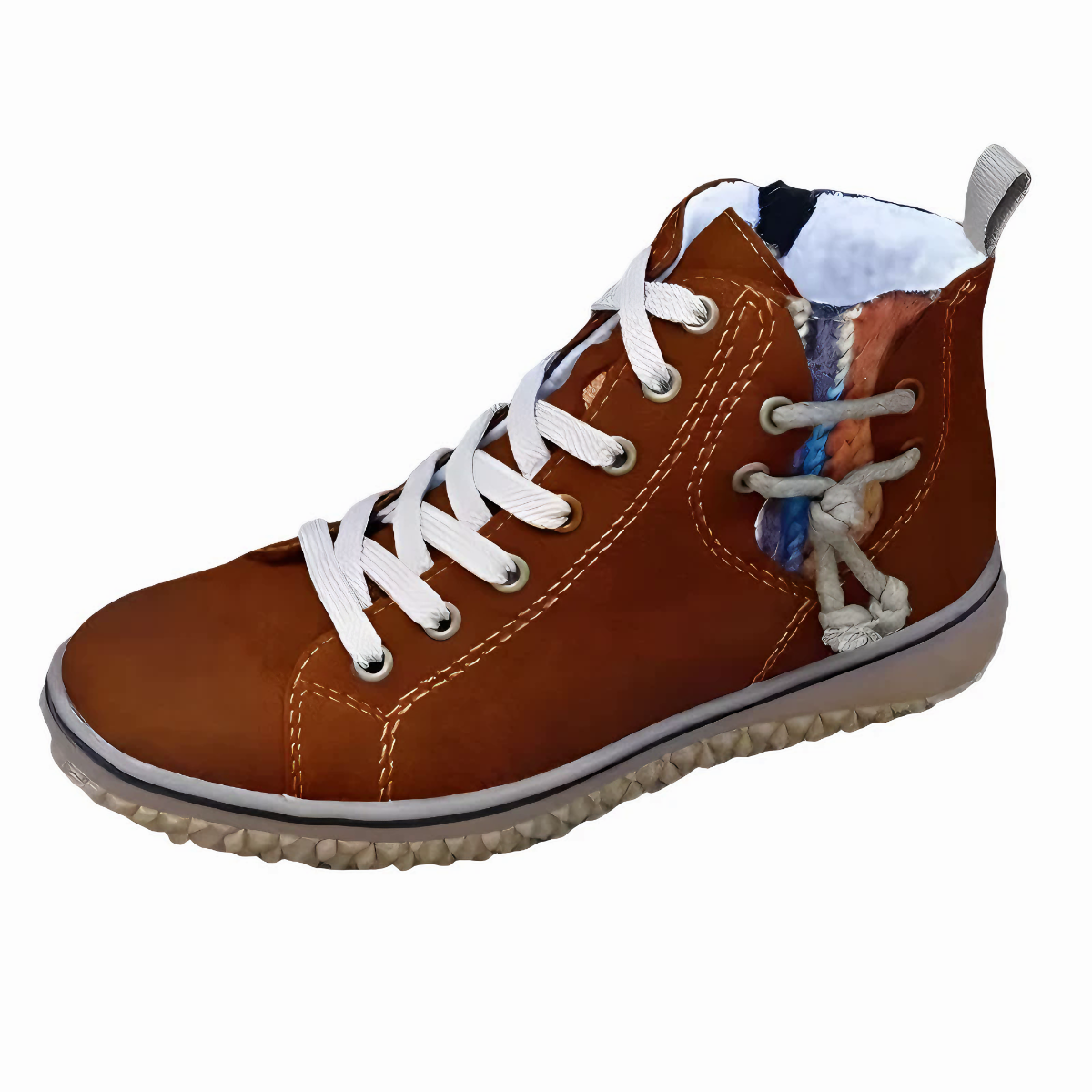 Damesneakers med kontrastsyning og højt skaft