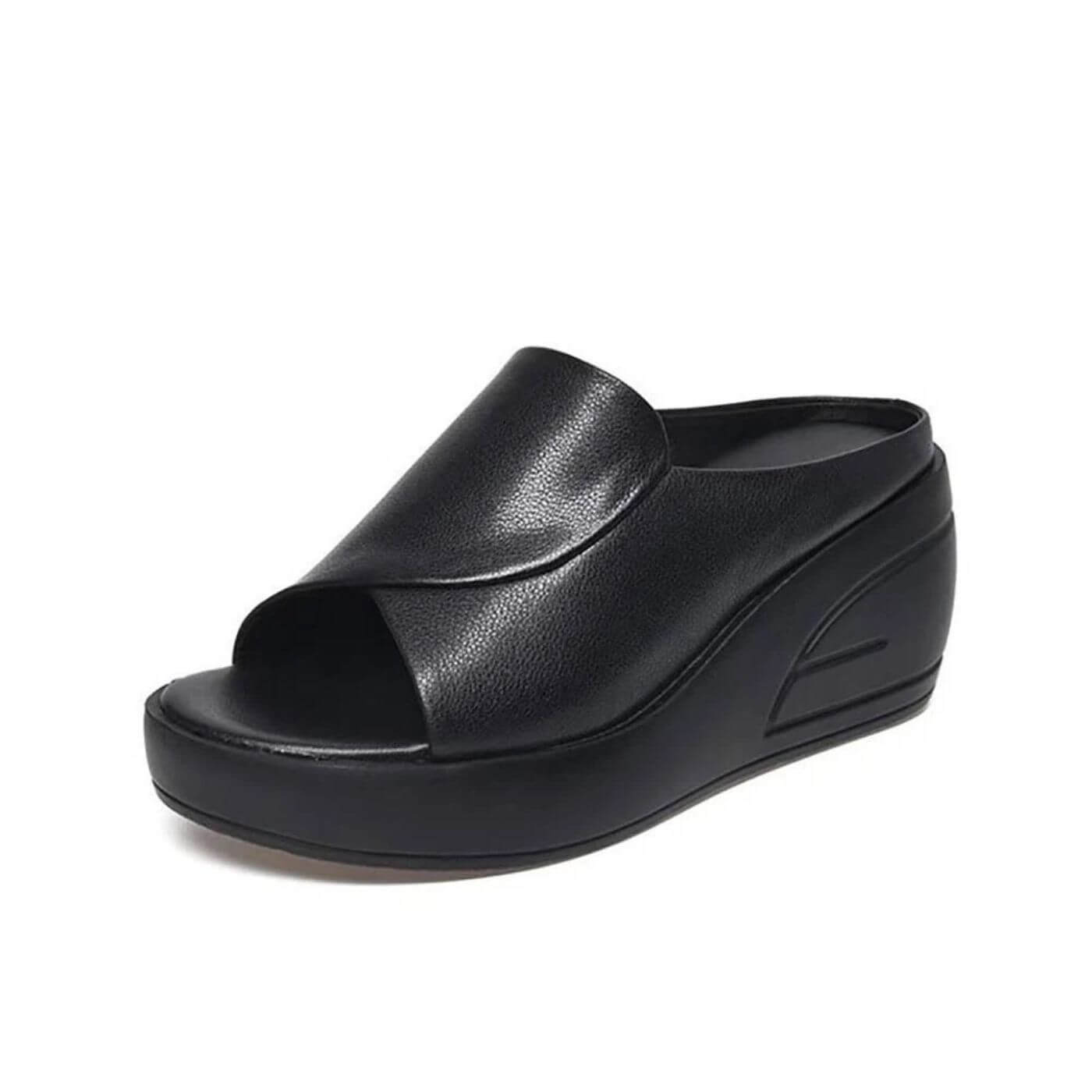 Sandales compensées rembourrées pour femmes – mules à plateforme à enfiler pour les promenades et les voyages d’été