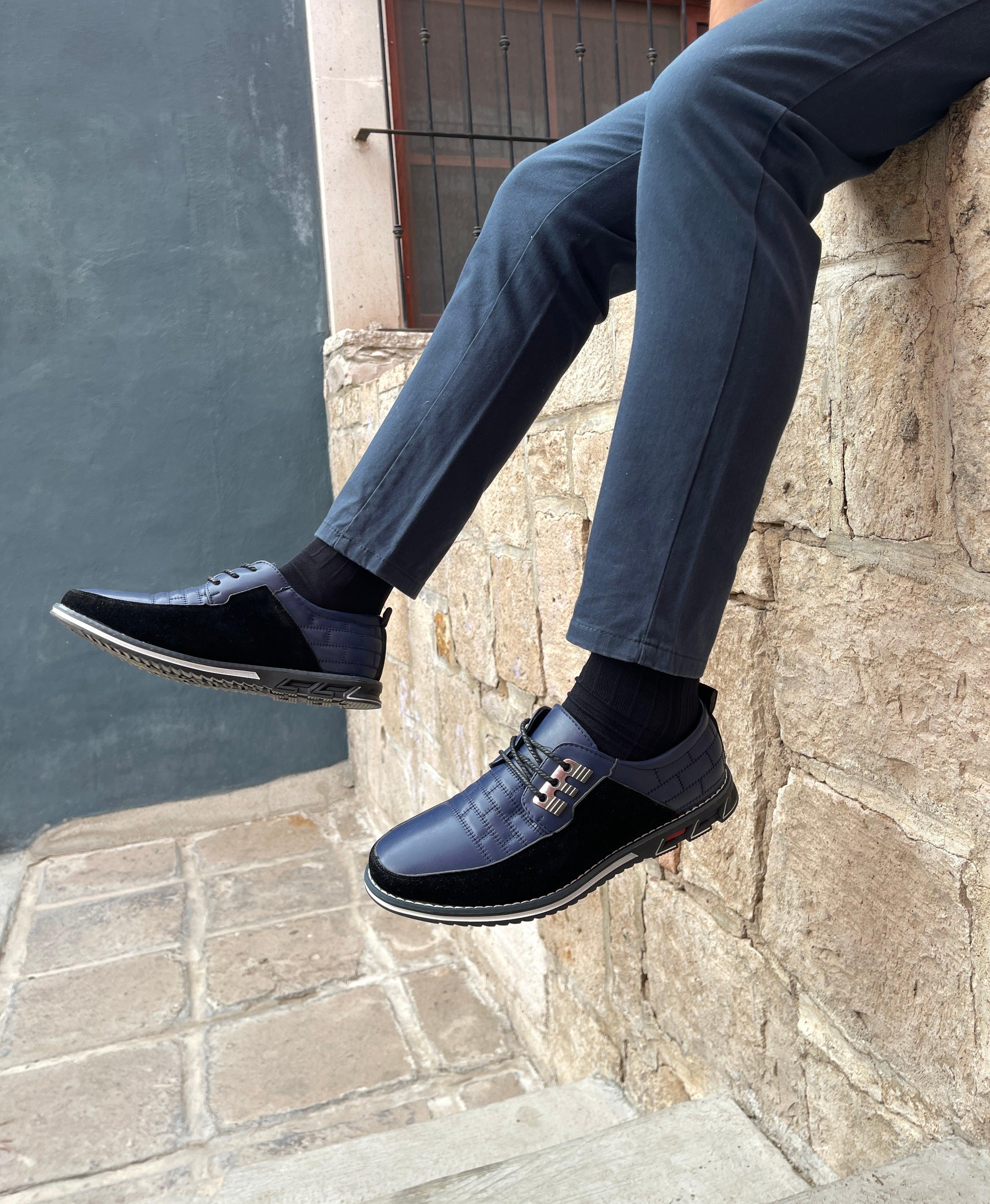 Męskie skórzane półbuty sznurowane w stylu smart casual