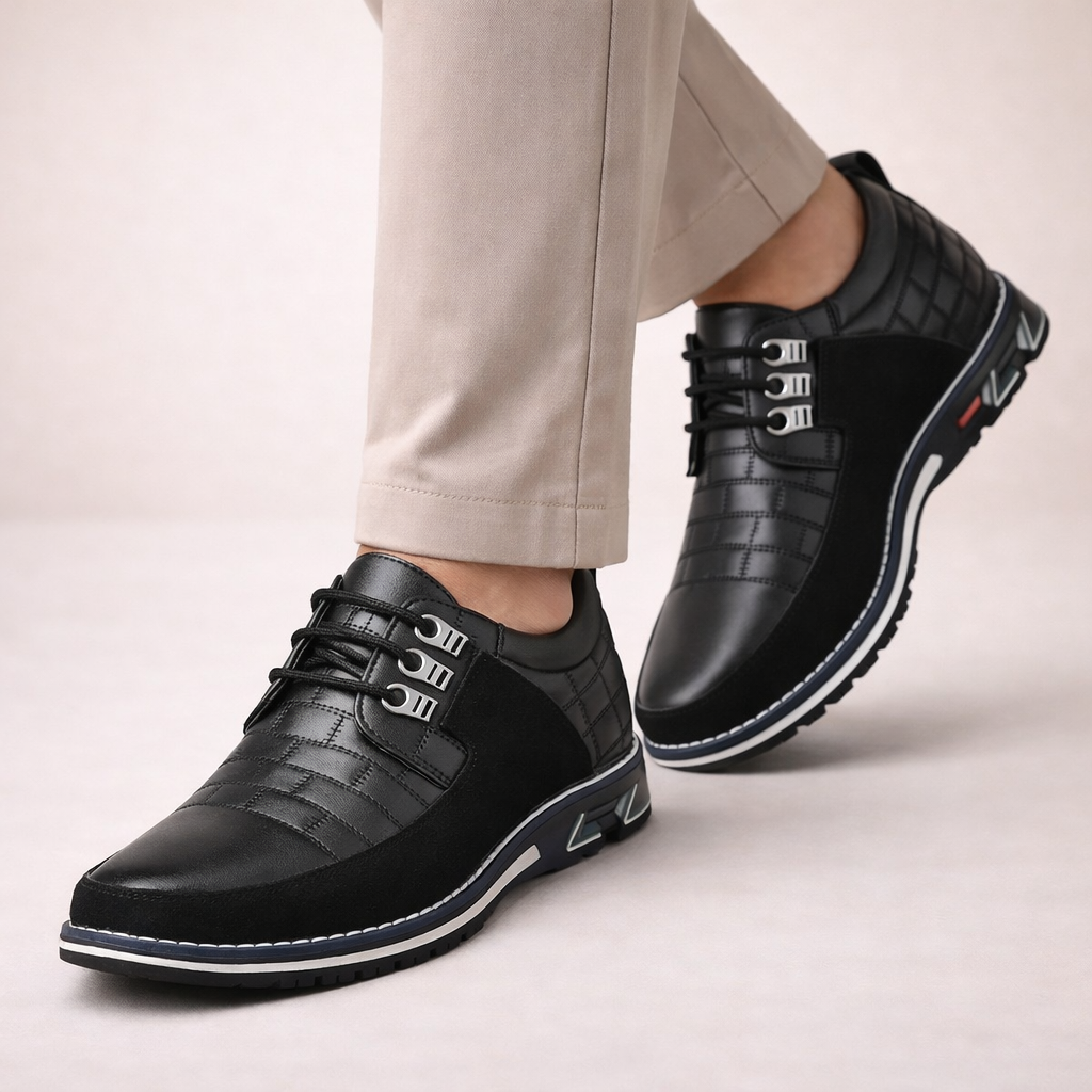 Męskie skórzane półbuty sznurowane w stylu smart casual