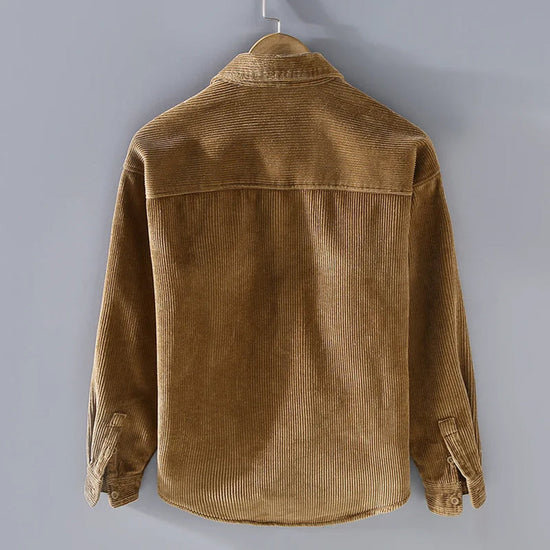 Men’s Warm Corduroy Overshirt Jacket – Button-Up Layer with Chest Pockets for Autumn and Winter