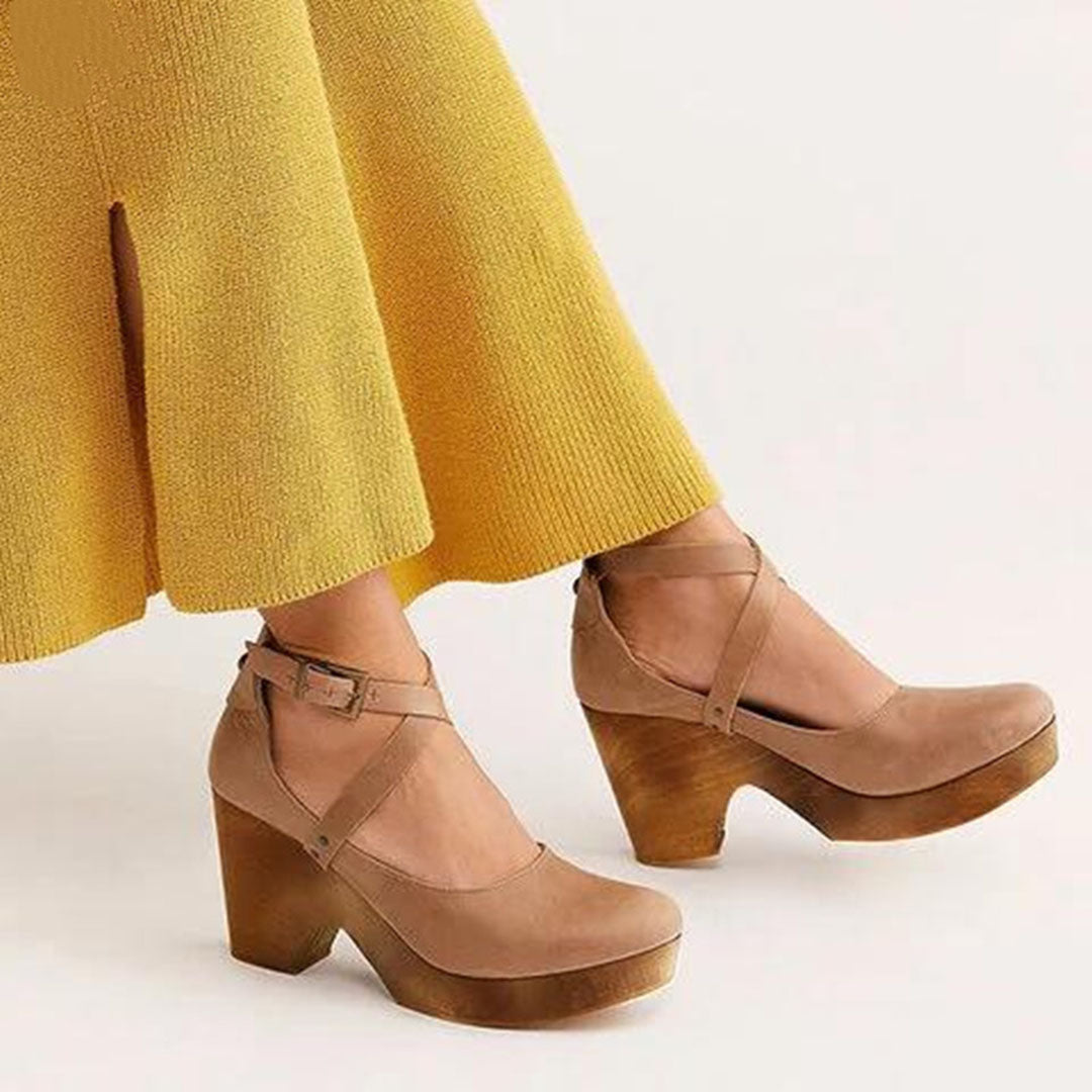 Scarpe Mary Jane da donna con tacco e plateau – Scarpe con punta chiusa e cinturini per la città
