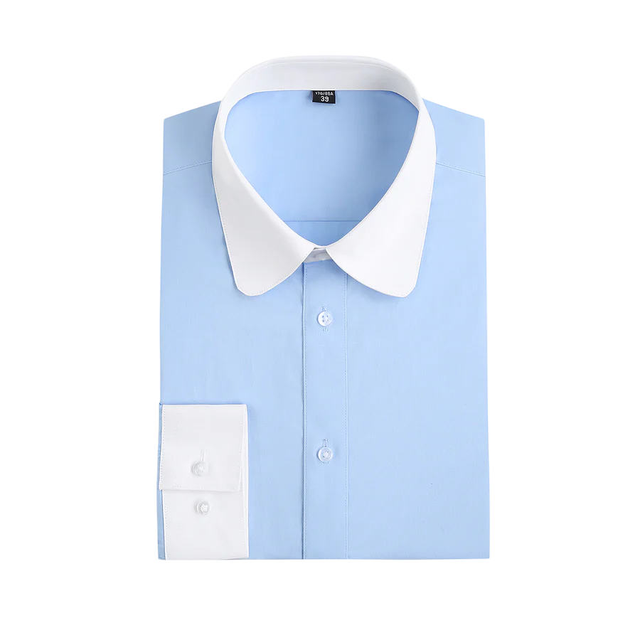 Men’s Rounded Collar Cotton Shirt for Refined Business and Occasion Styling
