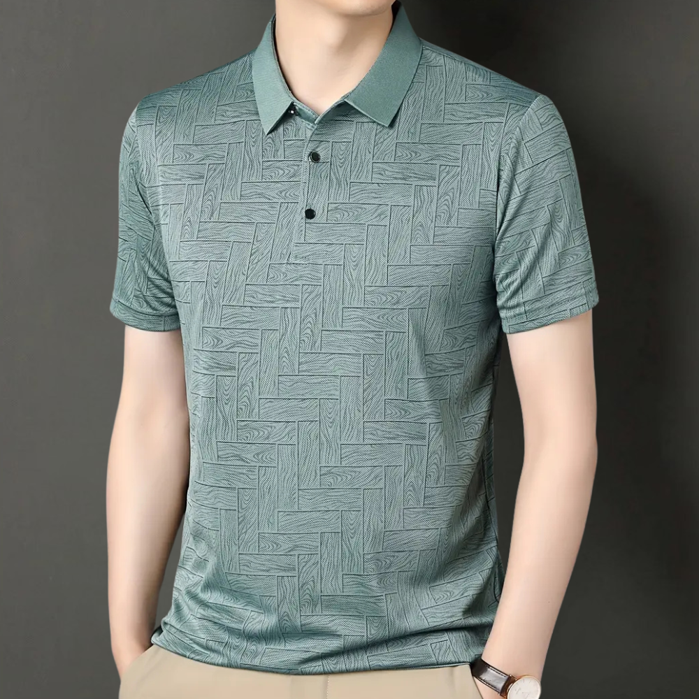 Men’s Polo Shirt Textured Knit Pattern Short Sleeve Smart Casual