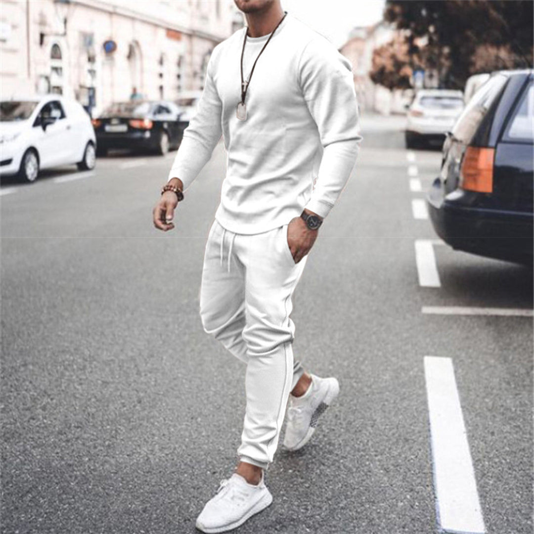 Trening bărbătesc de toamnă, croială slim, set sportiv confortabil, ținută casual pentru jogging