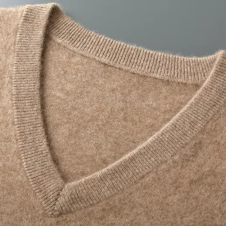 Chaleco de lana para hombre con cuello en V Suéter atemporal y cómodo para capas Prenda de punto para outfit casual elegante