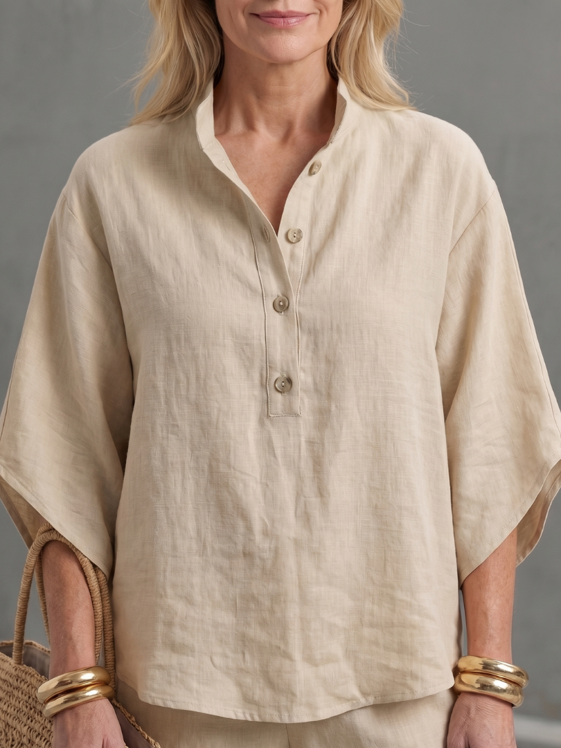 Women’s Set Linen Kimono Sleeve Straight Leg Co-ord