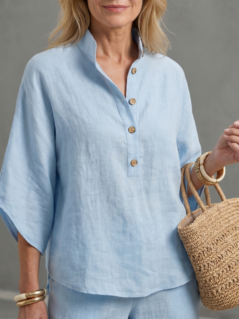 Women’s Set Linen Kimono Sleeve Straight Leg Co-ord