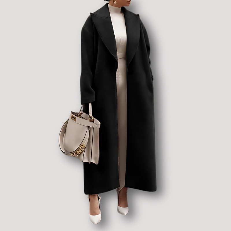 Palton lung oversized de iarnă pentru femei - strat lejer cu rever, pentru oraș pe vreme rece și ținute smart casual