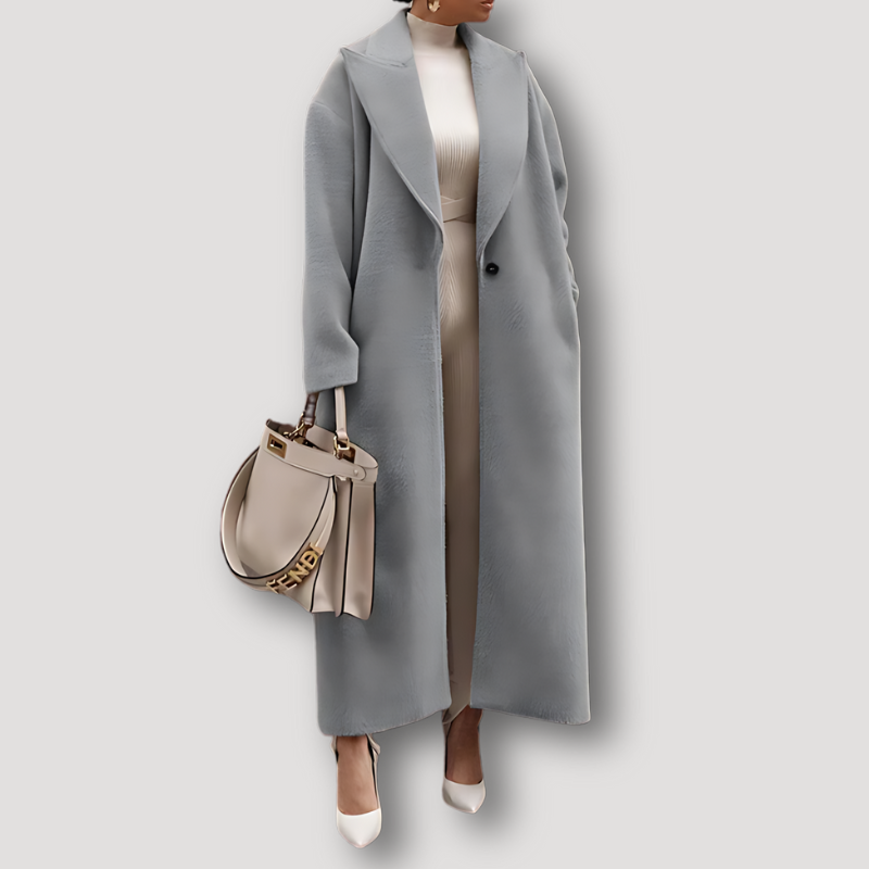 Palton lung oversized de iarnă pentru femei - strat lejer cu rever, pentru oraș pe vreme rece și ținute smart casual